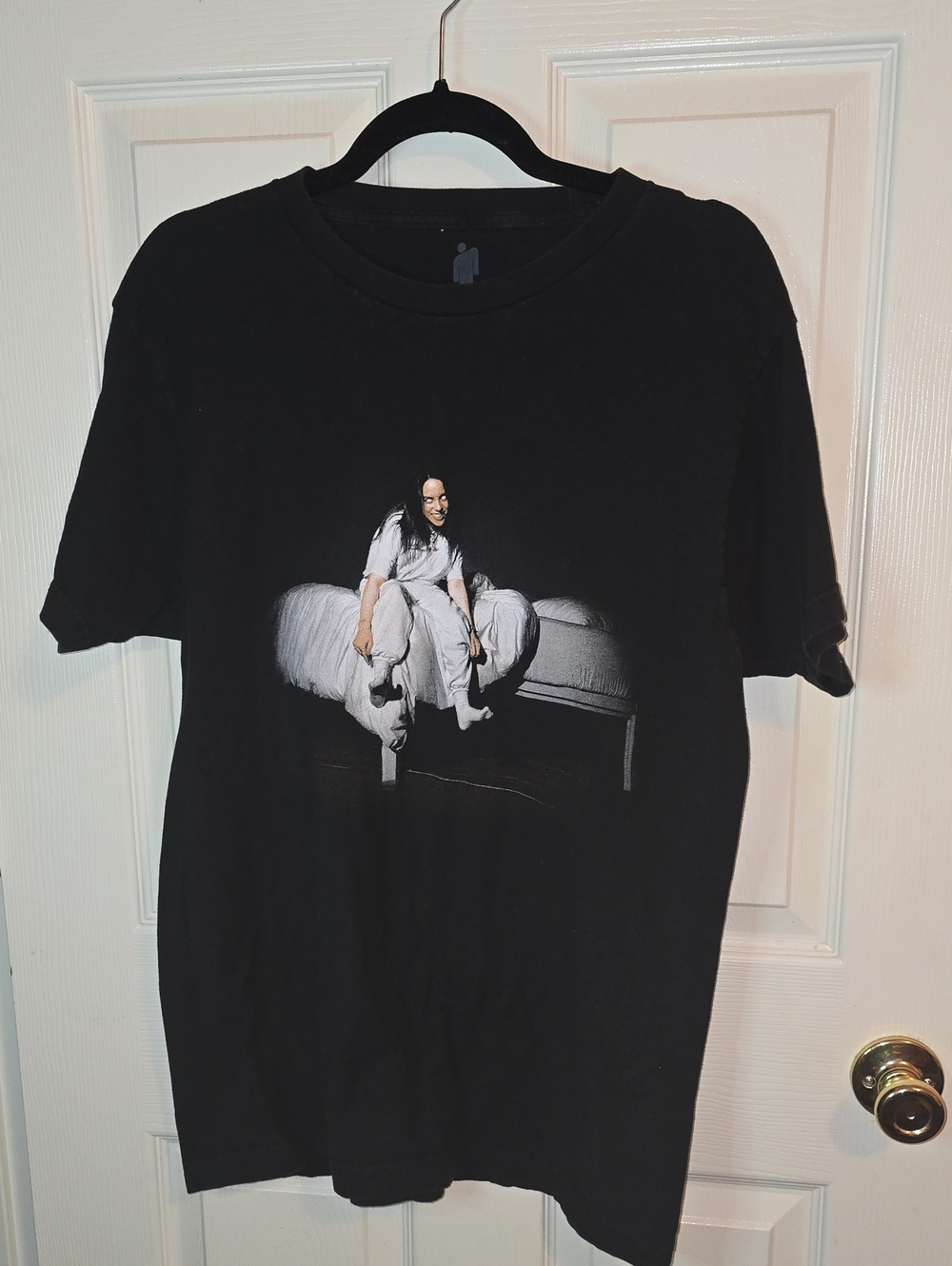 Black Short-Sleeve Graphic Tee with Photo Print
